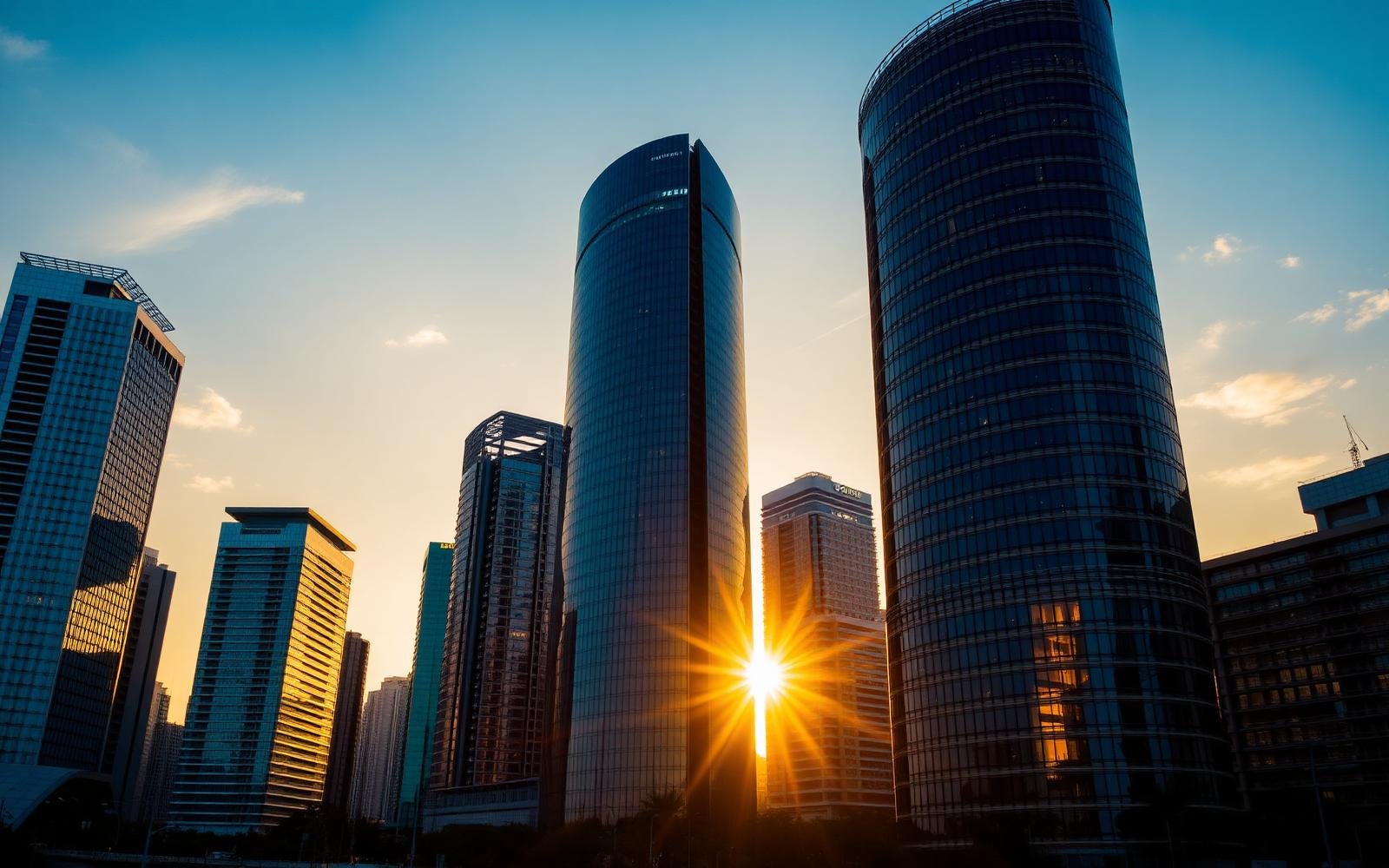 Modern Lagos skyline at sunset