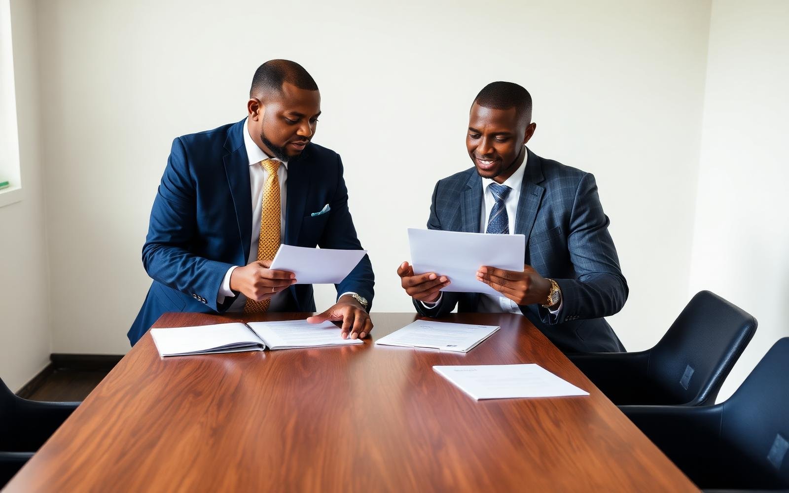 Consultants reviewing strategy documents
